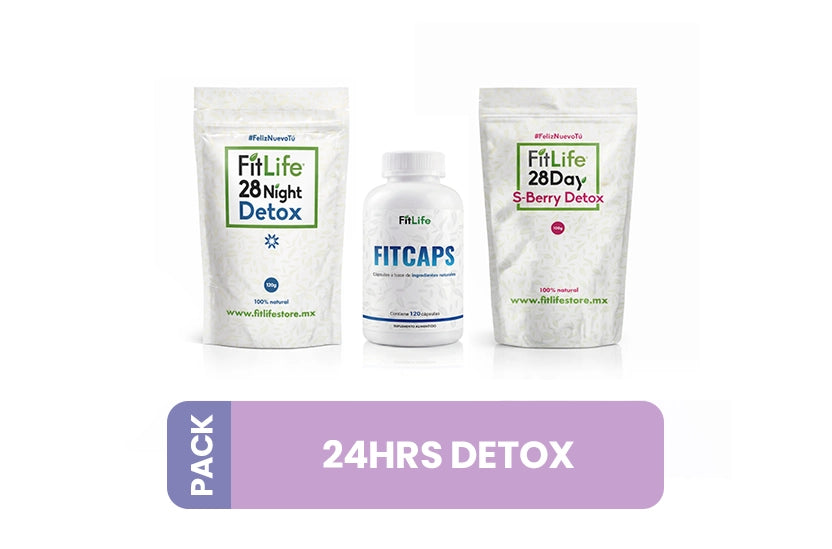 Pack 24Hrs Detox 240gr + 120 cápsulas<br>Limpieza, metabolismo y descanso