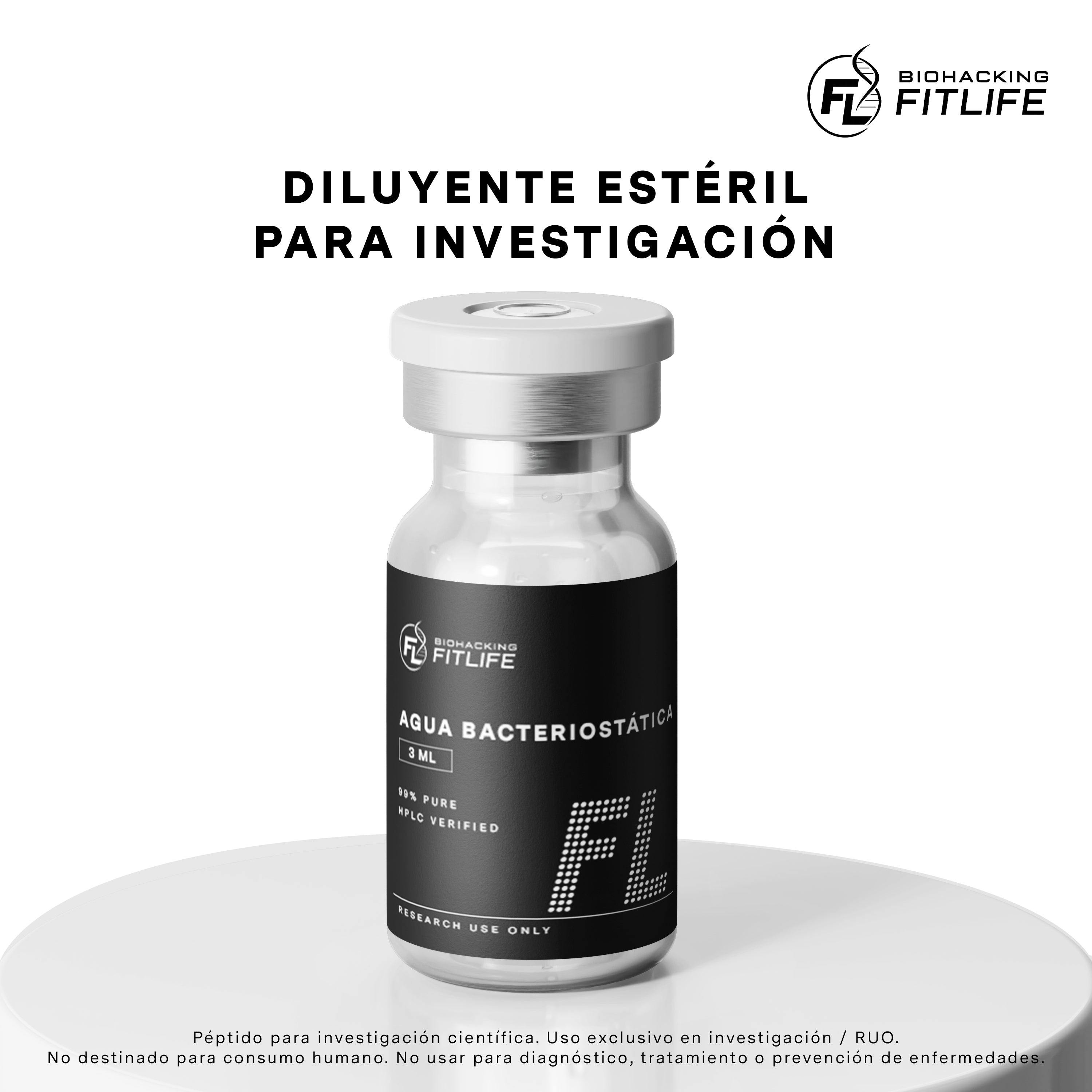 AGUA BACTERIOSTATICA 3ML | Diluyente Estéril para Investigación