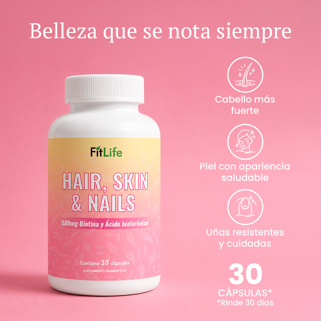 Hair, Skin & Nails Biotin 5,000 mcg 30 cápsulas<br>Cabello, piel y uñas | Belleza integral
